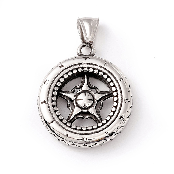 Tibetan Style 304 Stainless Steel Pendants, Wheel