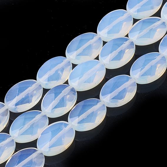 Perles opalite brins, facette, ovale