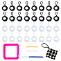 1 Machine à tresser les cordons élastiques en plastique carrés, métier à tricoter, avec un crochet en plastique et 2 aiguilles à laine, 100 pièces 2 couleurs cordon élastique en polyester