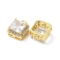Brass Micro Pave Cubic Zirconia Charms, Square Charm