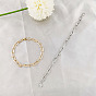 Minimalist Metal Paperclip Bracelet with Oval Chain and Birthstone for Women