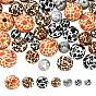 70Pcs 7 Style Printed Natural Wooden Beads, Round