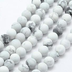 Chapelets de perles howlite naturelles , givré, ronde