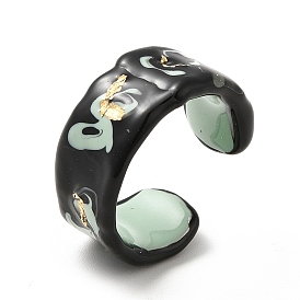 Sparkling Enamel Twist Wave Open Cuff Ring, Alloy Jewelry for Women