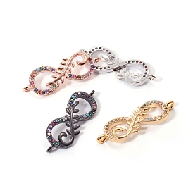 Brass Micro Pave Cubic Zirconia Links Connectors, Infinity, Colorful