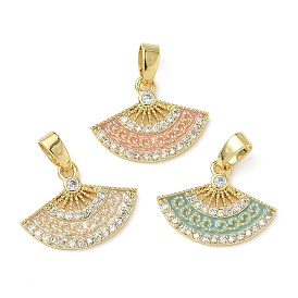 Латунные микро проложить кубического циркония подвески, с эмалью, вентилятор, реальный 18 k позолоченный