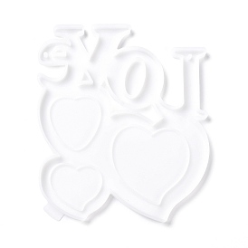Mother's Day Theme DIY Picture Frame Silicone Molds, Resin Casting Molds, For UV Resin, Epoxy Resin Jewelry Making, Heart & Word Love