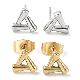 304 Stainless Steel Stud Earrings, Hollow Triangle