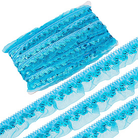 Chinlon-Plissee-Spitzenbesatz, mit Pailletten, zum Nähen, Geschenkverpackung, Blumendesign