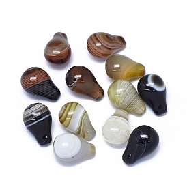 Natural Banded Agate/Striped Agate Beads, Half Drilled, Dyed & Heated, Teardrop