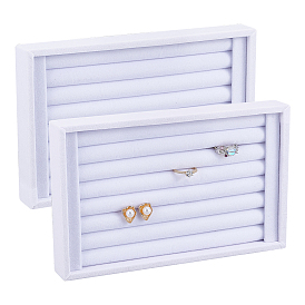 7-слотовые прямоугольные подставки для колец из орехового дерева, покрытые бархатом, с губкой, настольный органайзер для колец, сережек, гвоздиков, держателей, лотков