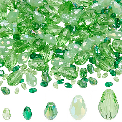 280Pcs 6 Styles Faceted Glass Beads Strands, Teardrop
