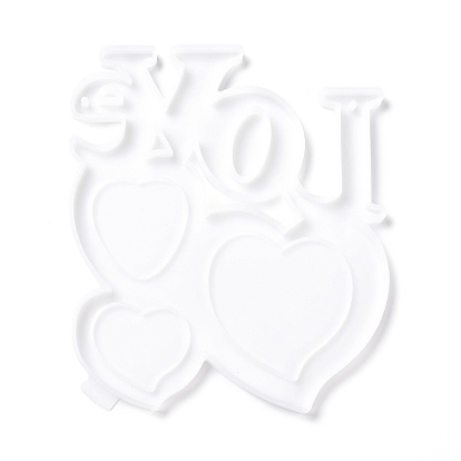 Mother's Day Theme DIY Picture Frame Silicone Molds, Resin Casting Molds, For UV Resin, Epoxy Resin Jewelry Making, Heart & Word Love
