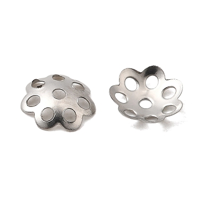 316 колпачки для бусинок из хирургической нержавеющей стали, цветок, 7-лепесток