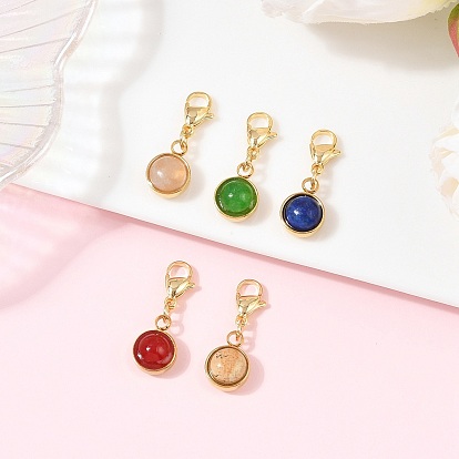 Подвески из натуральных смешанных камней, 304 подвески с застежкой-карабином из нержавеющей стали, для брелка, кошелек, украшение для рюкзака