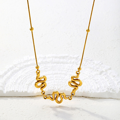 304 Stainless Steel S Shaped Sanke Pendant Necklaces