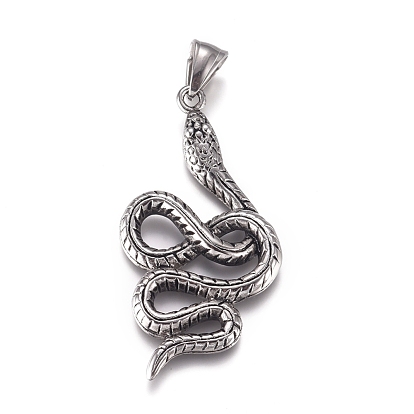 Fashionable Retro Halloween Jewelry 304 Stainless Steel Snake Pendants