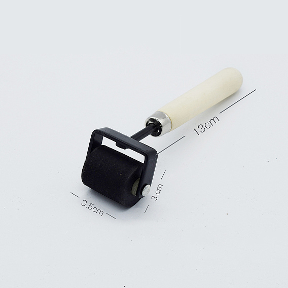 Rubber Brayer Roller, with Wooden Handle, for Paint Brush Ink Applicator, Art Craft Oil Painting Tool