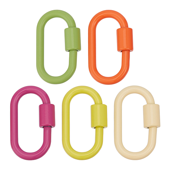 6 шт. 6 стили карабины с винтовым фиксатором из сплава, окрашенного в массе, карабиновые эмалевые овальные застежки