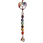 Chakra Theme Big Pendant Decorations, Hand Knitting with Natural Gemstone Beads and Stone Chips Tassel, Heart with Tree of Life