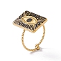 Enanel Horse Eye Open Cuff Ring, Golden 304 Stainless Steel Jewelry for Women