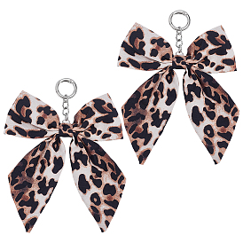 2шт. подвески из полиэстера с бантом и леопардовым принтом, литыми кольцами