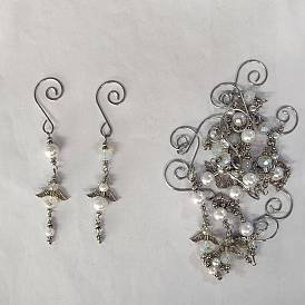 12 piezas 2 estilos ángel de cristal y decoración colgante de aleación, con cierres de gancho en forma de S de hierro