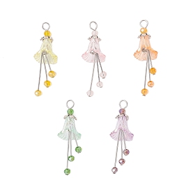 Прозрачные акриловые подвески, цветок, со стеклом, сплав в тибетском стиле и 304 нержавеющая сталь