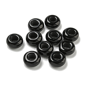 Natural Black Stone Beads, Rondelle