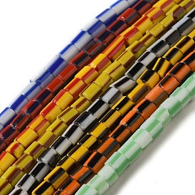 Abalorios de colores vario hechos a mano, columna con patrón de rayas