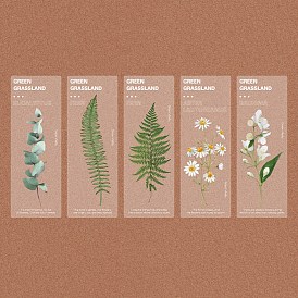 Rectangle PET Bookmarks, Flower & Leaf Pattern Bookmark, Plant Print Bookmark