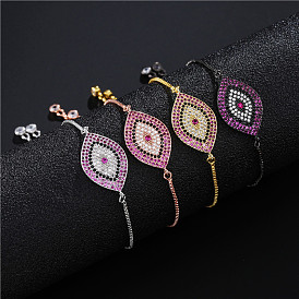 Fashion Devil Eye Geometric Bracelet with Adjustable Drawstring and Box Chain