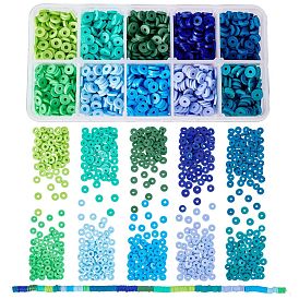 SUNNYCLUE 2700Pcs 10 Colors Flat Round Handmade Polymer Clay Beads, Disc Heishi Beads for Hawaiian Earring Bracelet Necklace Jewelry Making