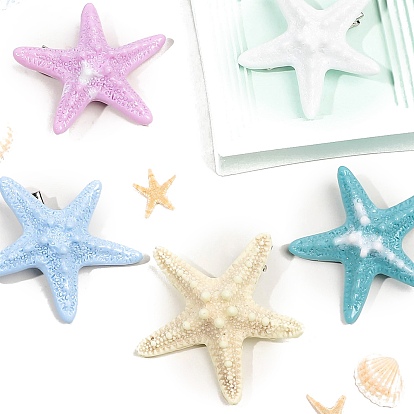 Заколки для волос из кожи аллигатора, аксессуары для волос для женщин и девочек, морская звезда