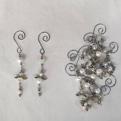 12 piezas 2 estilos ángel de cristal y decoración colgante de aleación, con cierres de gancho en forma de S de hierro
