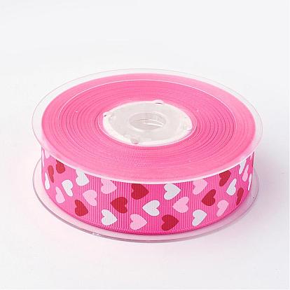 Polyester Grosgrain Ribbon, with Heart Printed