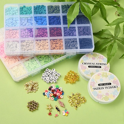 China Factory DIY Polymer Clay Beads Bracelet Making Kit, Including  Disc/Flat Round Polymer Clay Beads, Flat Round Acrylic Beads, Star & Cube  CCB Plastic Beads and Elastic Thread Polymer Clay Beads: about
