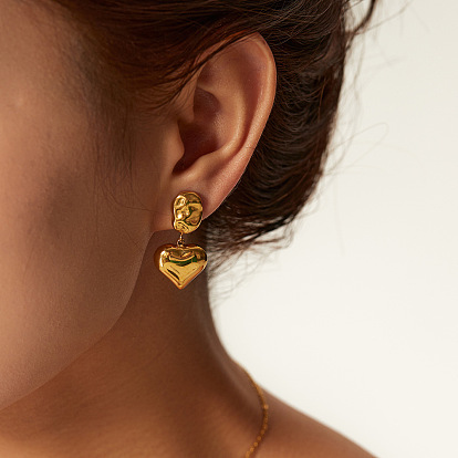 14K Gold Plated Irregular Heart Pendant Earrings - European and American Style