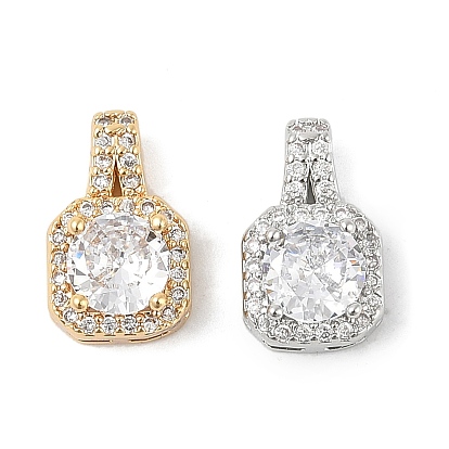 Латунные микропаве прозрачные подвески с фианитом, без кадмия, без никеля и без свинца, квадратный