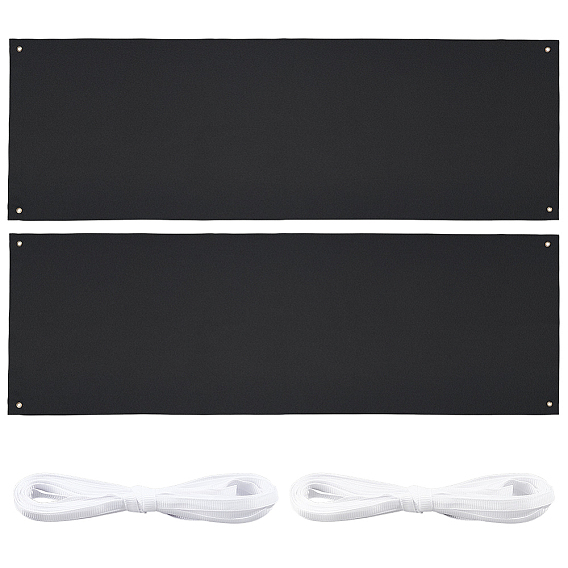 2 Sets Oxford Cloth Blank Banner Background Cloth, with Brass Clasp & Ribbon, Rectangle