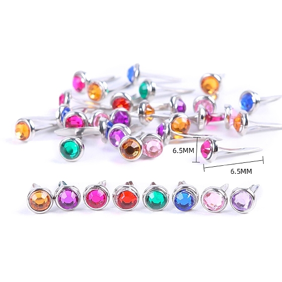 50Pcs Iron Rhinestone Brads, DIY Scrapbooking, Photo Album, Embellishment Wedding Supplies, Children Puppy Dolls Decoration