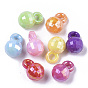 Opaque AS Plastic Charms, Plated AB Color, Pearlized, Faceted, Round