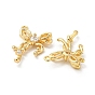 Brass Micro Pave Cubic Zirconia Pendants, with Glass, Bowknot Charms
