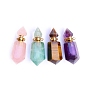 Natural Gemstone Perfume Bottle Pendants, Golden, Faceted Bottle Charms