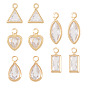 10Pcs 5 Styles Brass Cubic Zirconia Pendants, Nickel Free, Real 18K Gold Plated, Mixed Shapes