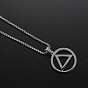 Titanium Steel Pendant Necklace, Flat Round with Triangle