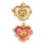 304 нержавеющей стальной эмали подвески, с искусственным жемчугом и стразами из АБС-пластика и соединительным кольцом, шарма сердца, ионное покрытие (ip), реальный 18 k позолоченный