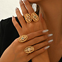 Латунные микропаве кубические цирконии полые геометрические регулируемые кольца для пальцев, овальная с цветочным узором