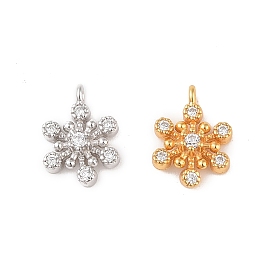 925 Silver Pave Clear Cubic Zirconia Snowflake Charms, with 925 Stamp