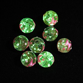 Светящиеся стеклянные бусины ручной работы с эмалью золотого песка, круглый с молнией, светится в темноте